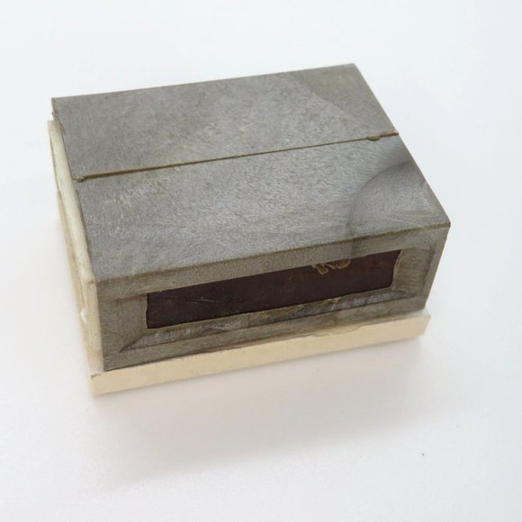 Vintage Wooden Match Box Painted Ceramic Tile Top Metal Box Greece Urn Soldier - Picture 6 of 6